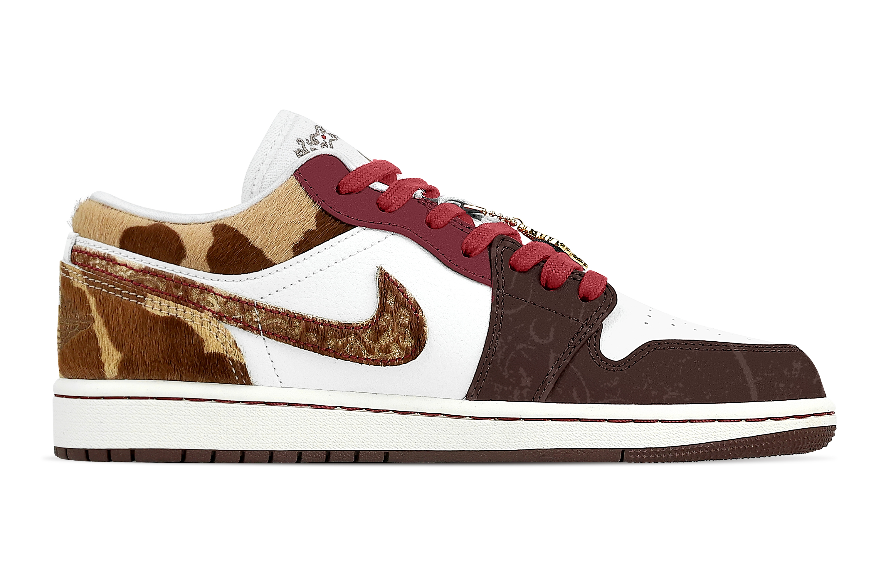 Jordan Air 1 Golden Horse, Heart Box, устойчивые к истиранию низкие кеды в винтажном стиле для баскетбола мужские, коричневый красный — фото 4