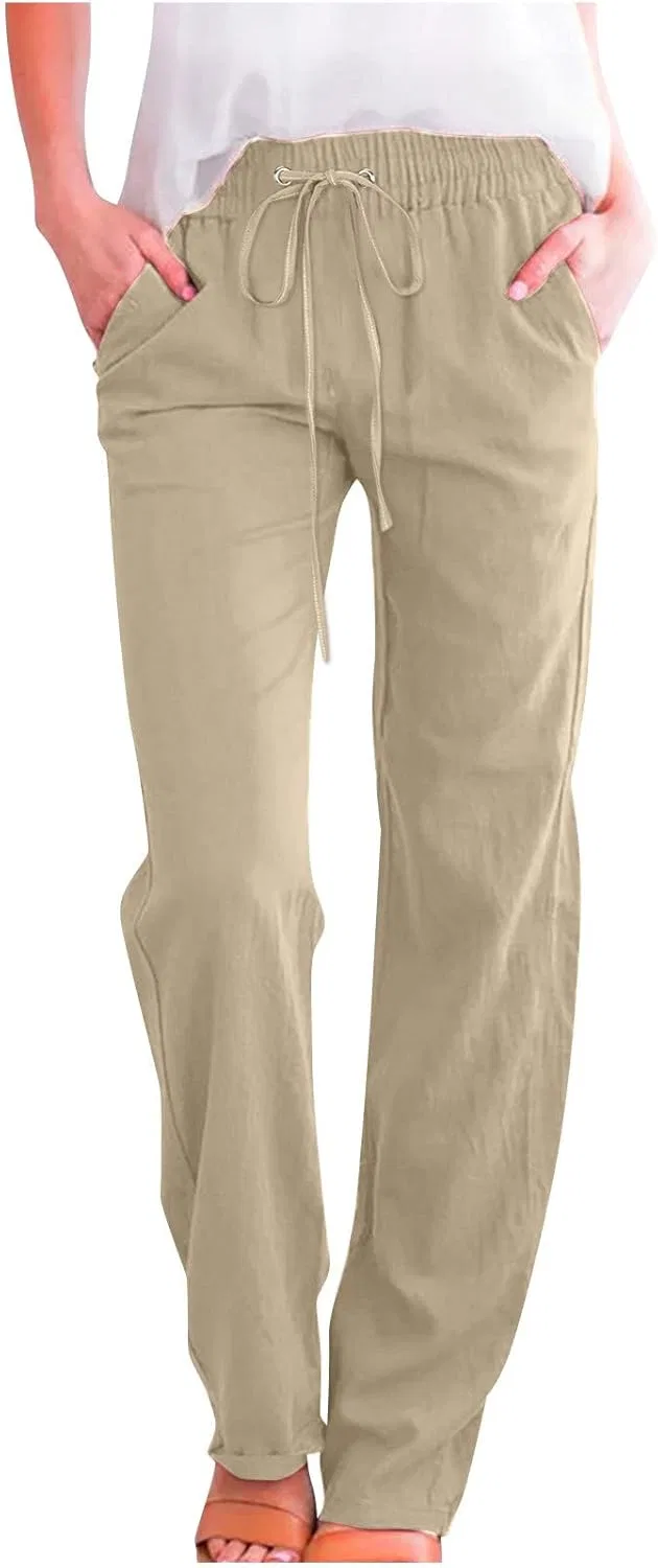 Леггинсы, хлопок и лен, Beige