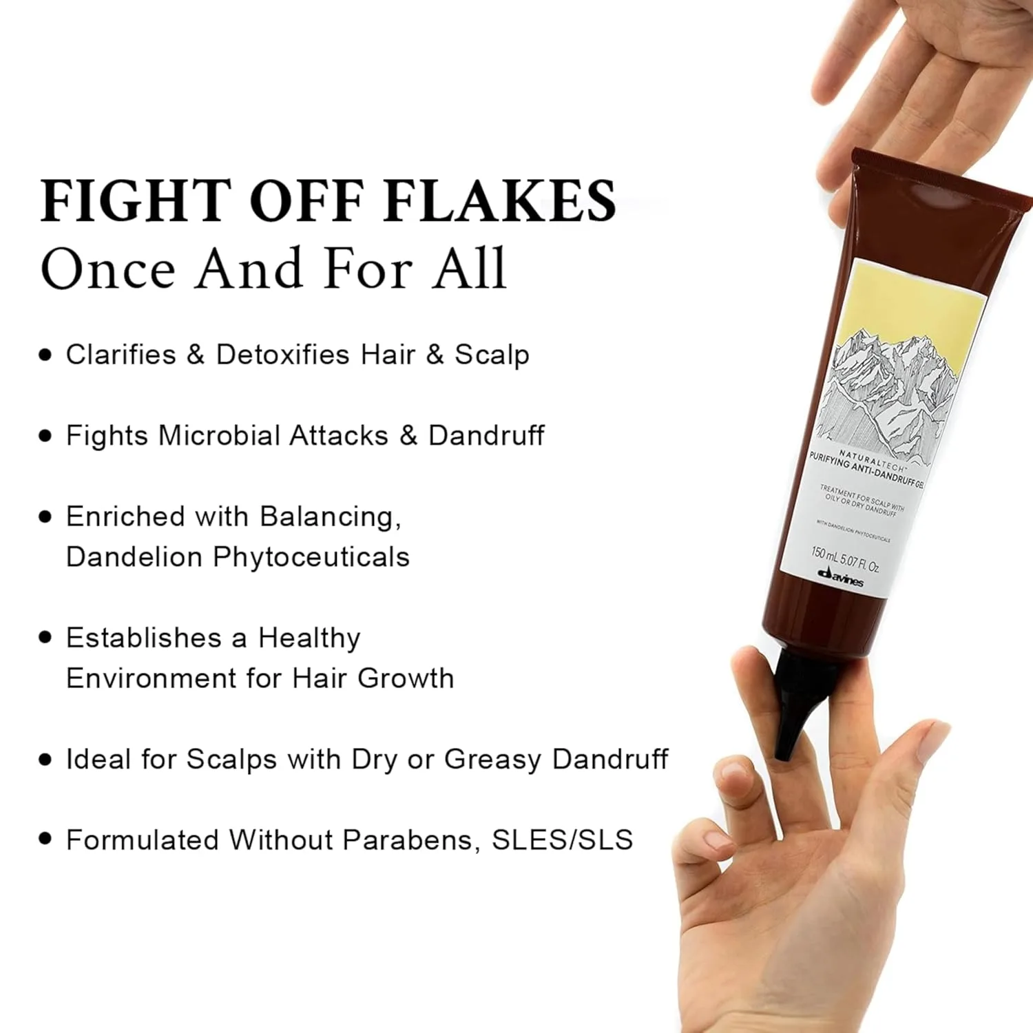 Очищающий гель Davines Naturaltech, очищающий и против перхоти (для жирной и сухой кожи) - с фитопрепаратами одуванчика - средство от перхоти для жирной и сухой кожи, 170 мл — фото 3