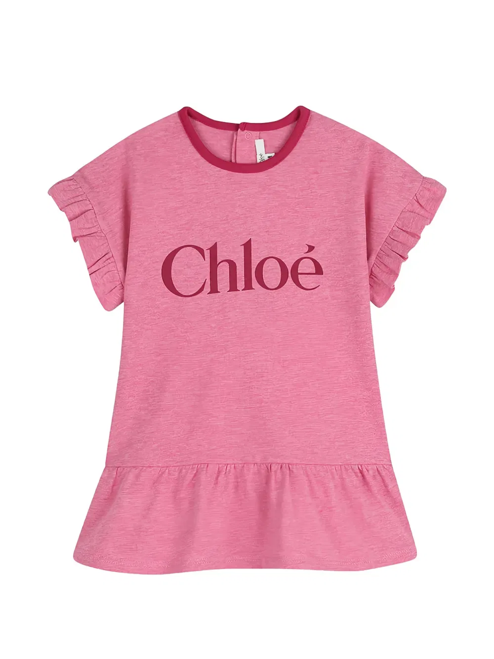 Платье с оборками и логотипом Chloe Kids, розовый