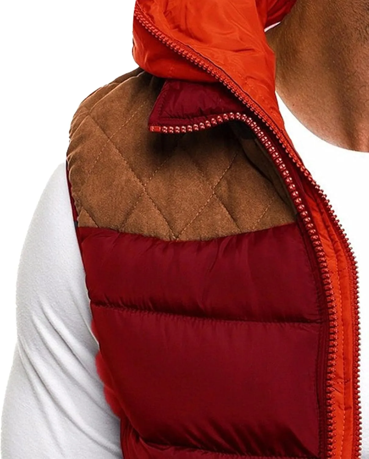 Мужская хлопковая пуховая жилетка Casual Puffer легкая безрукавка для активного отдыха Generic, Claret — фото 3