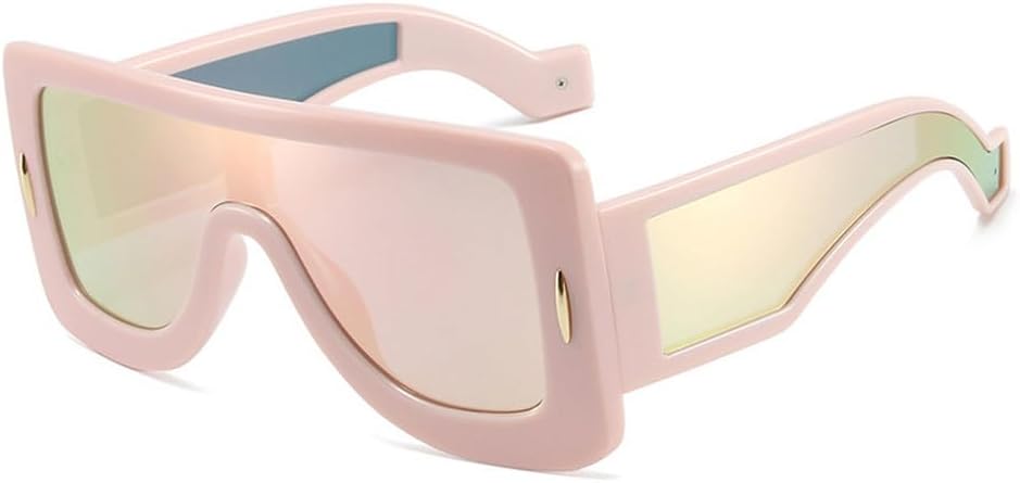 

Модные большие цельные солнцезащитные очки для мужчин, цветные зеркальные очки-маски UV400, женские роскошные солнцезащитные очки с заклепками HVTVTLA, Pink Pink Mirror