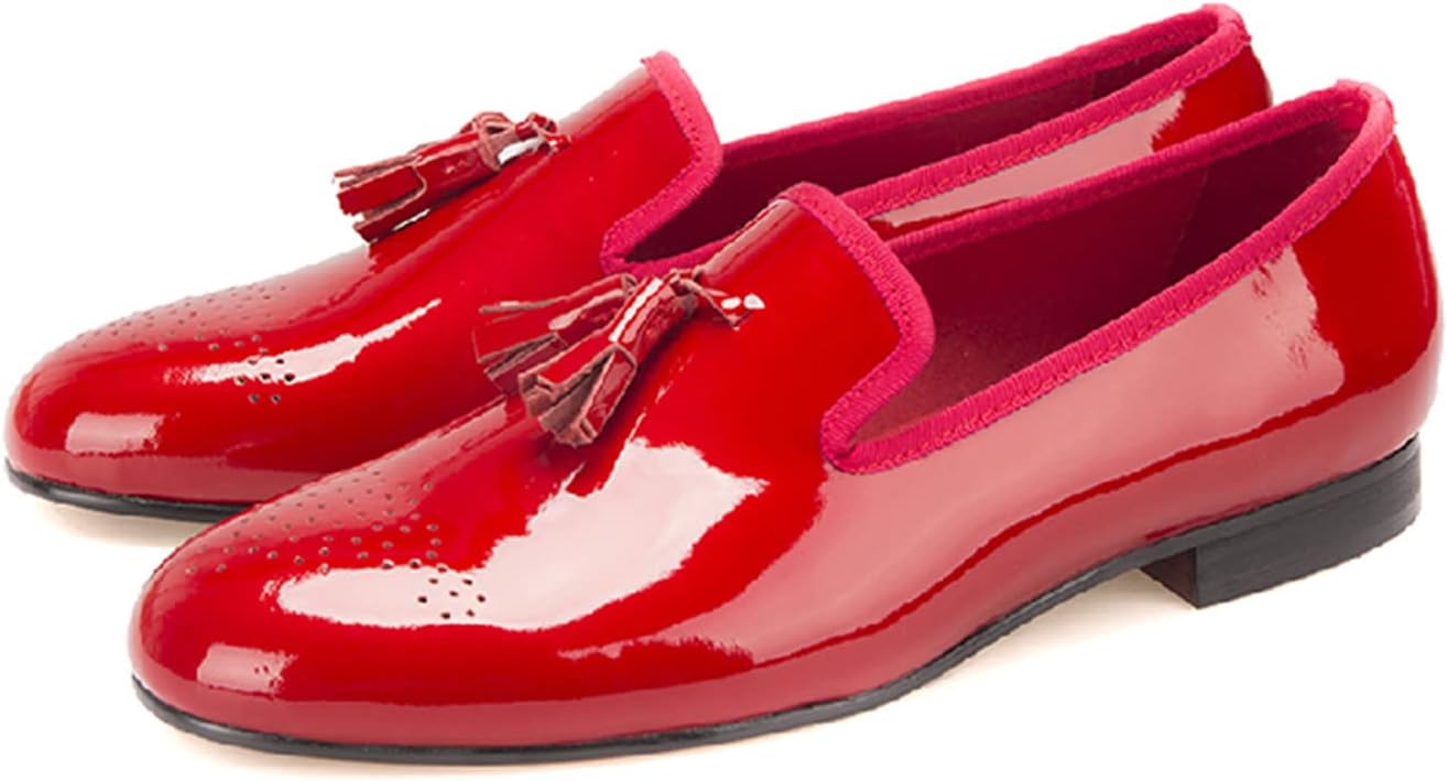 

Мужские лоферы Santimon с кисточками, формальные туфли на каблуке из лакированной кожи, пенни-лоферы, обувь для выпускного, свадьбы, смокинга, модные деловые повседневные роскошные туфли, лоферы для вечеринок и диско для мужчин и мальчиков, крас...