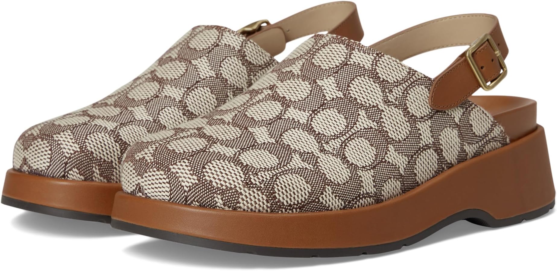 Сабо COACH Sculpted C Platform Clog In Signature Textile Jacquard, цвет Cocoa/Burnished Amber