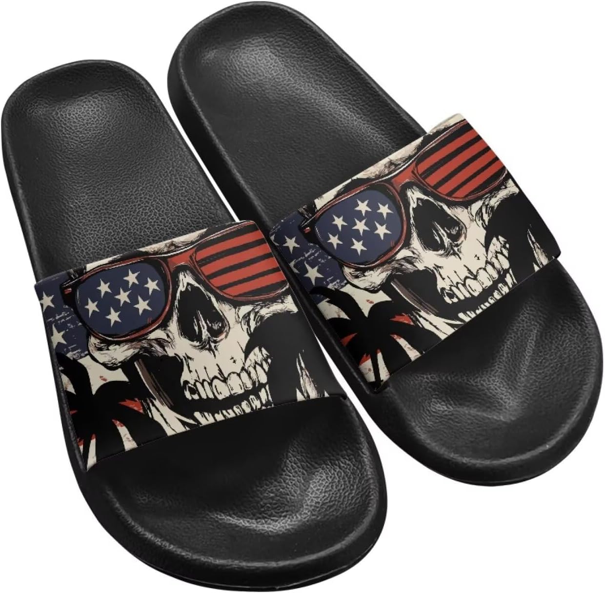 

Тапочеки Jrysaedy House Slides, American Flag Glasses Skull