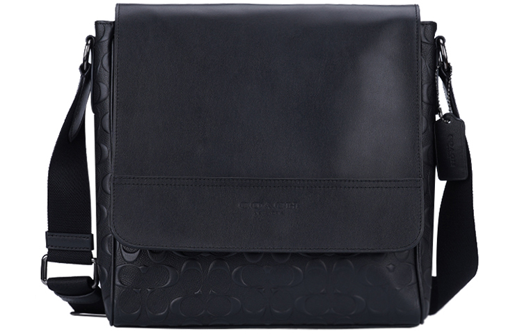 

COACH Сумка-кошелек Houston Leather Map Bag, сумка через плечо, мужская, черного цвета, среднего размера
