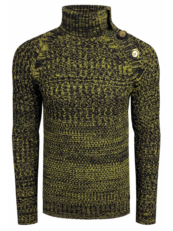 

Водолазка из толстой вязки с планкой по бокам, застежкой на пуговицы, цвет антрацит/желтый Rusty Neal