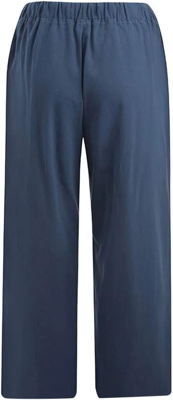Активные штаны Linen Cropped Trouser темно-синий — фото 4