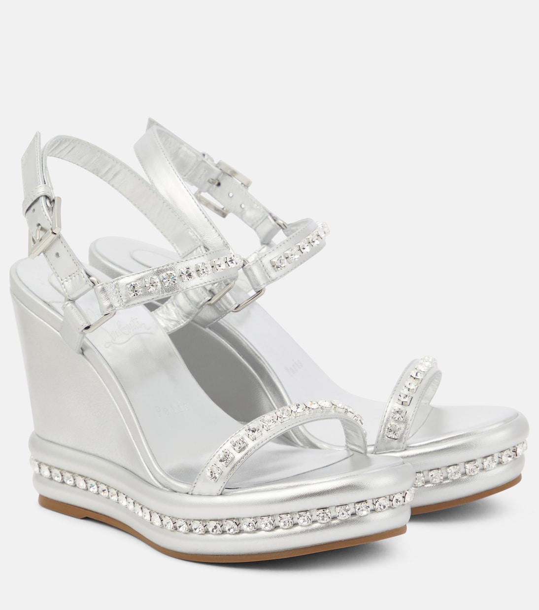Пирастрасс металлик кожаные босоножки на платформе Christian Louboutin, Silver/ Lin Silver