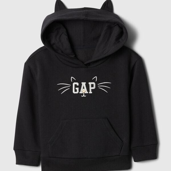 

Толстовка с капюшоном с вышитым логотипом и котенком Gap, черный