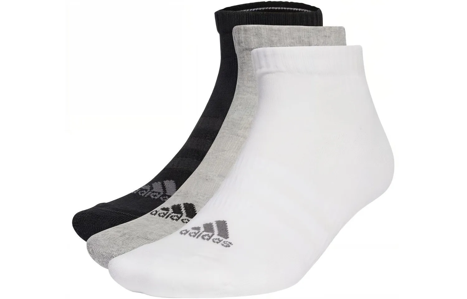 Носки низкие унисекс, набор из 3 пар Adidas, 3 Pack (White+Gray+Black)