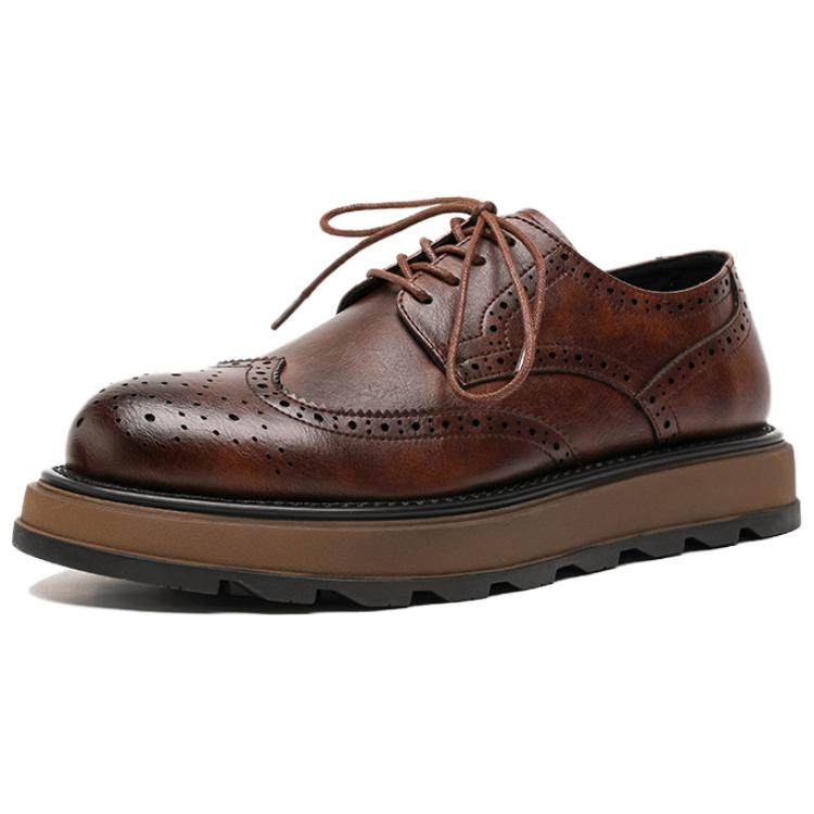 

WEISHIBANGWEI Мужские повседневные кожаные туфли Casual Leather Shoes - коричневые, увеличивающие рост, цвет Brown Height Increasing