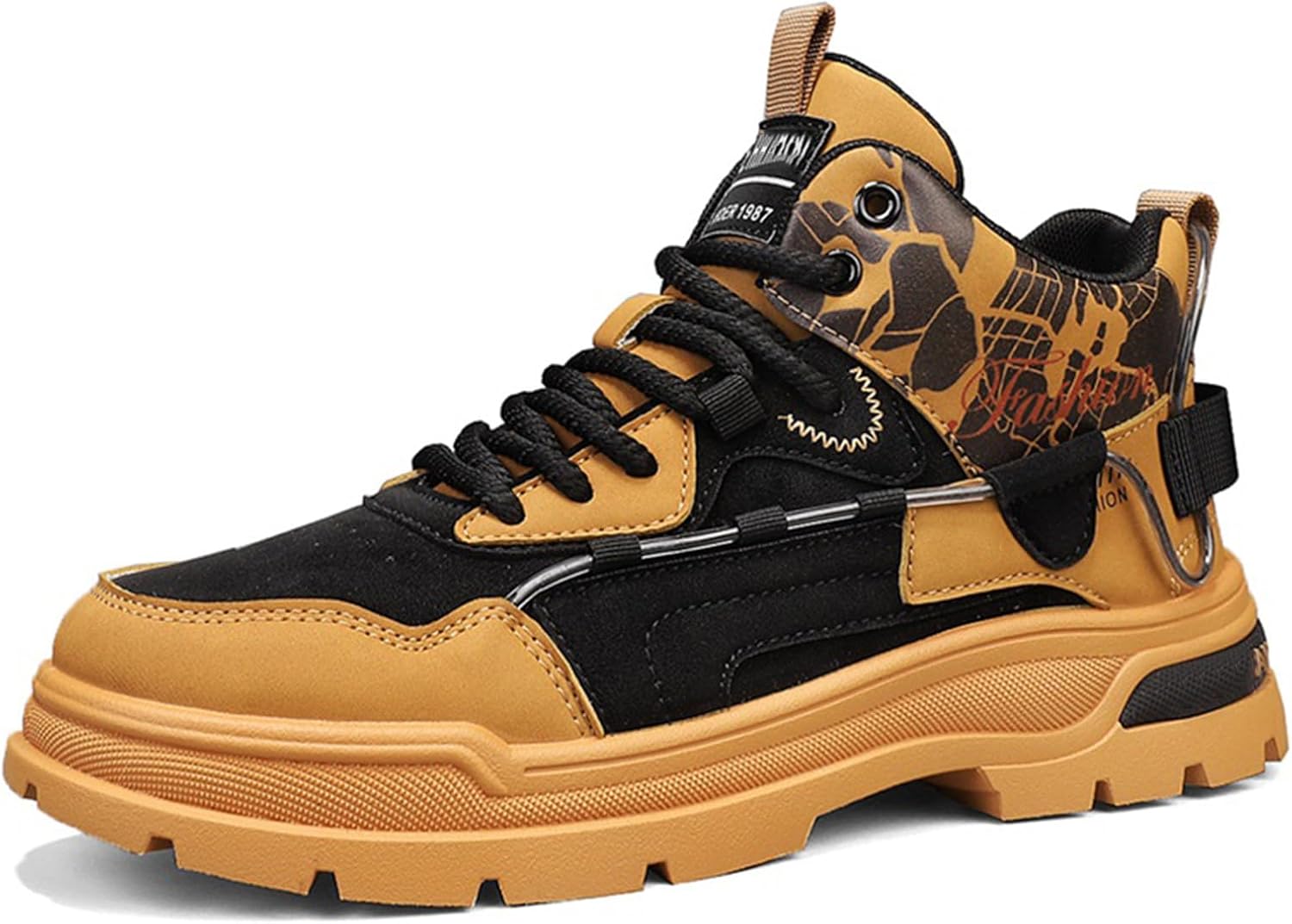 

Мужские модные кроссовки, походные ботинки, повседневные спортивные обувь, кроссовки высокие для мужчин Spwagym, черный/хаки