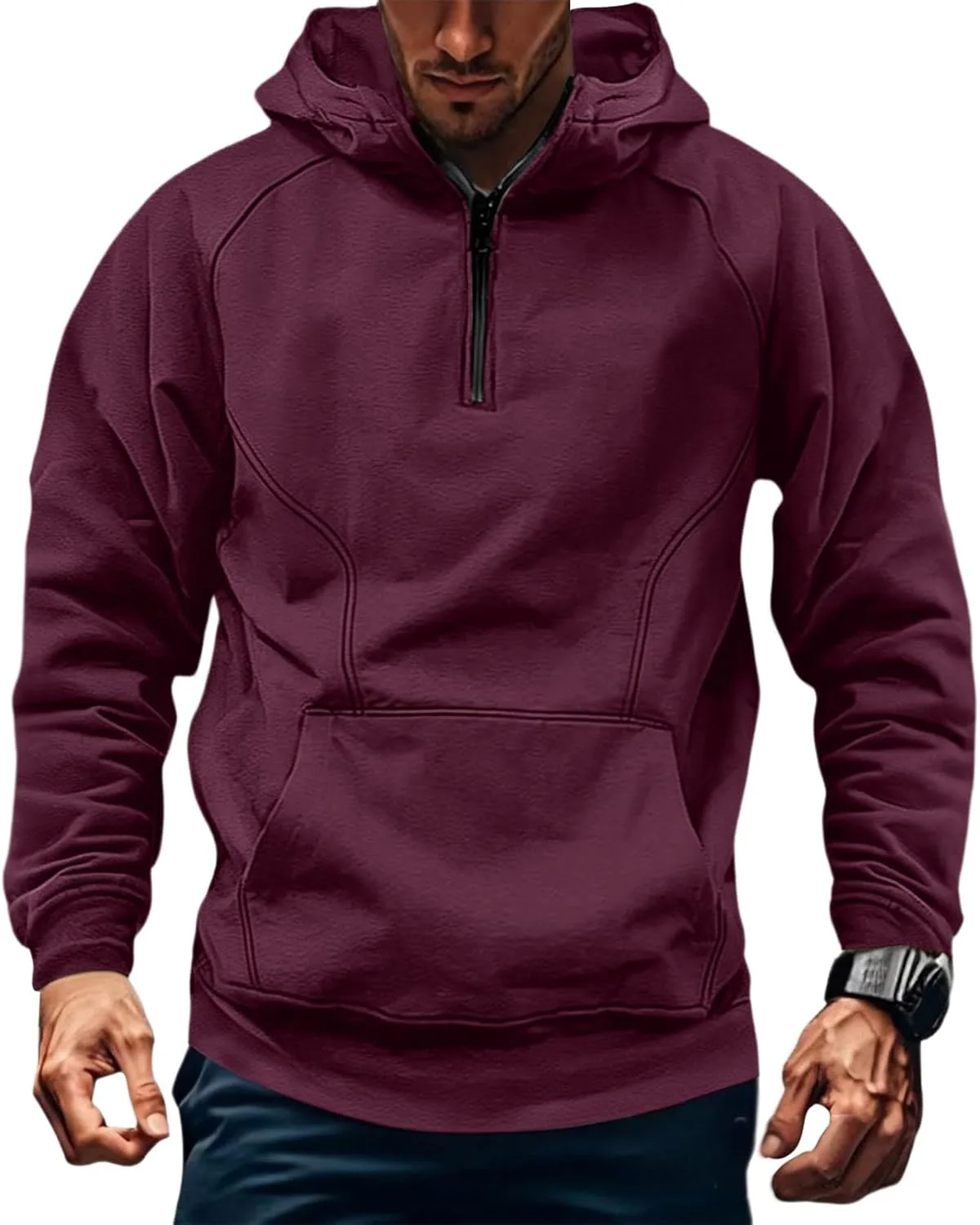 

GOFULY Толстовка с четвертью молнией для мужчин, легкая флисовая, тактическая, с карманами