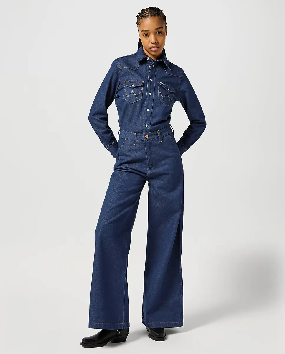 

Женский джинсовый комбинезон с контрастной строчкой Wrangler, синий
