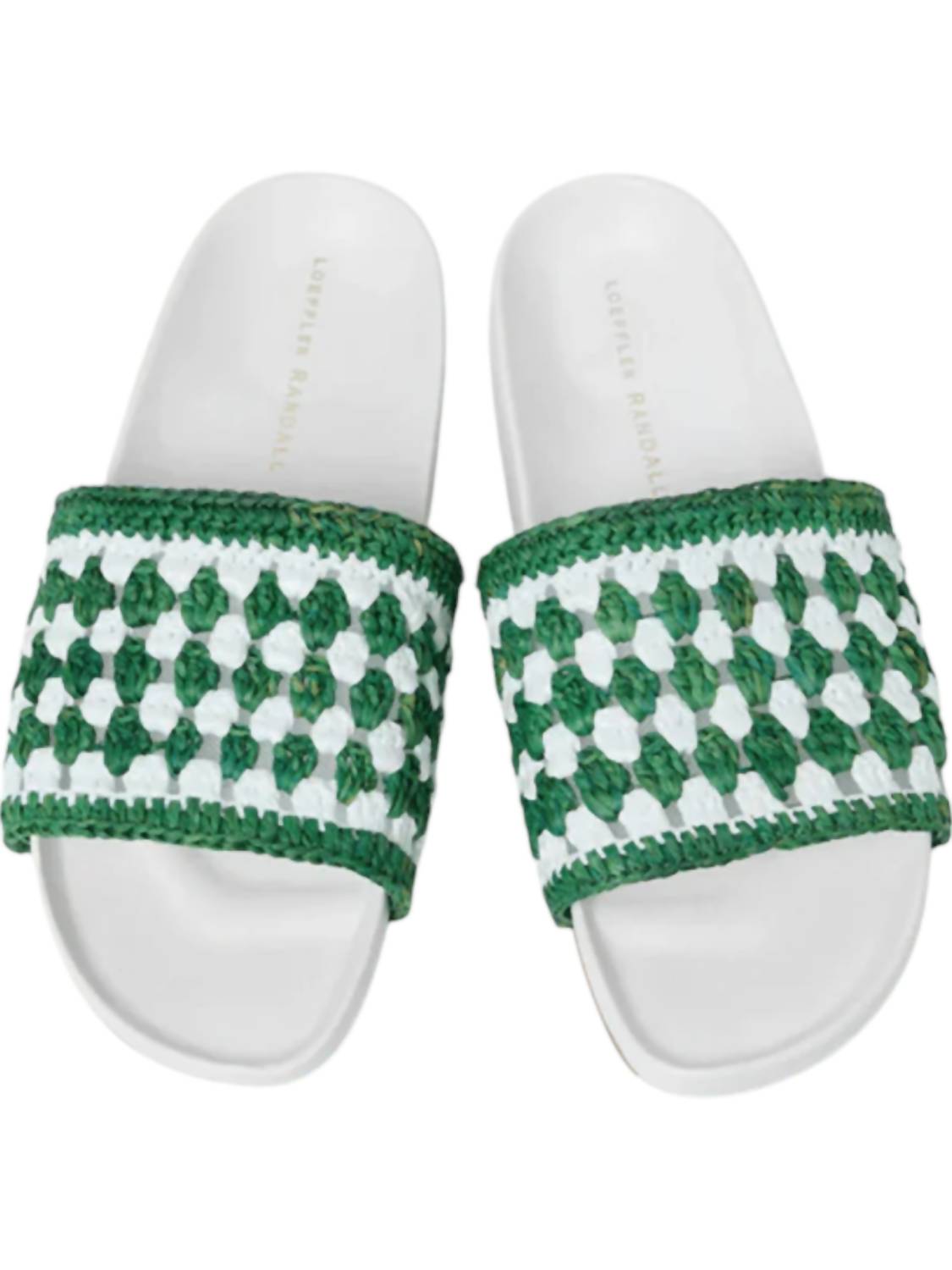 Женские сандалии Henri Crochet Raffia Band Footbed Sandal в белом/зеленом цвете Loeffler Randall — фото 3