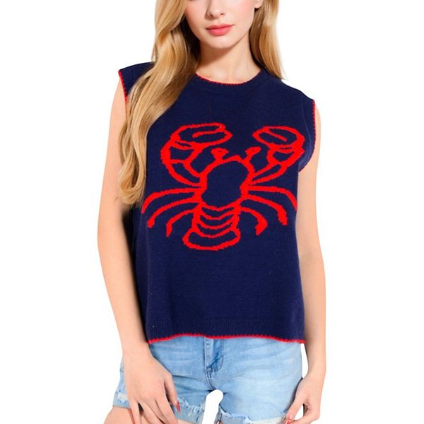 

Женский безрукавный свитер с вышивкой лобстера и резинкой Anna-Kaci