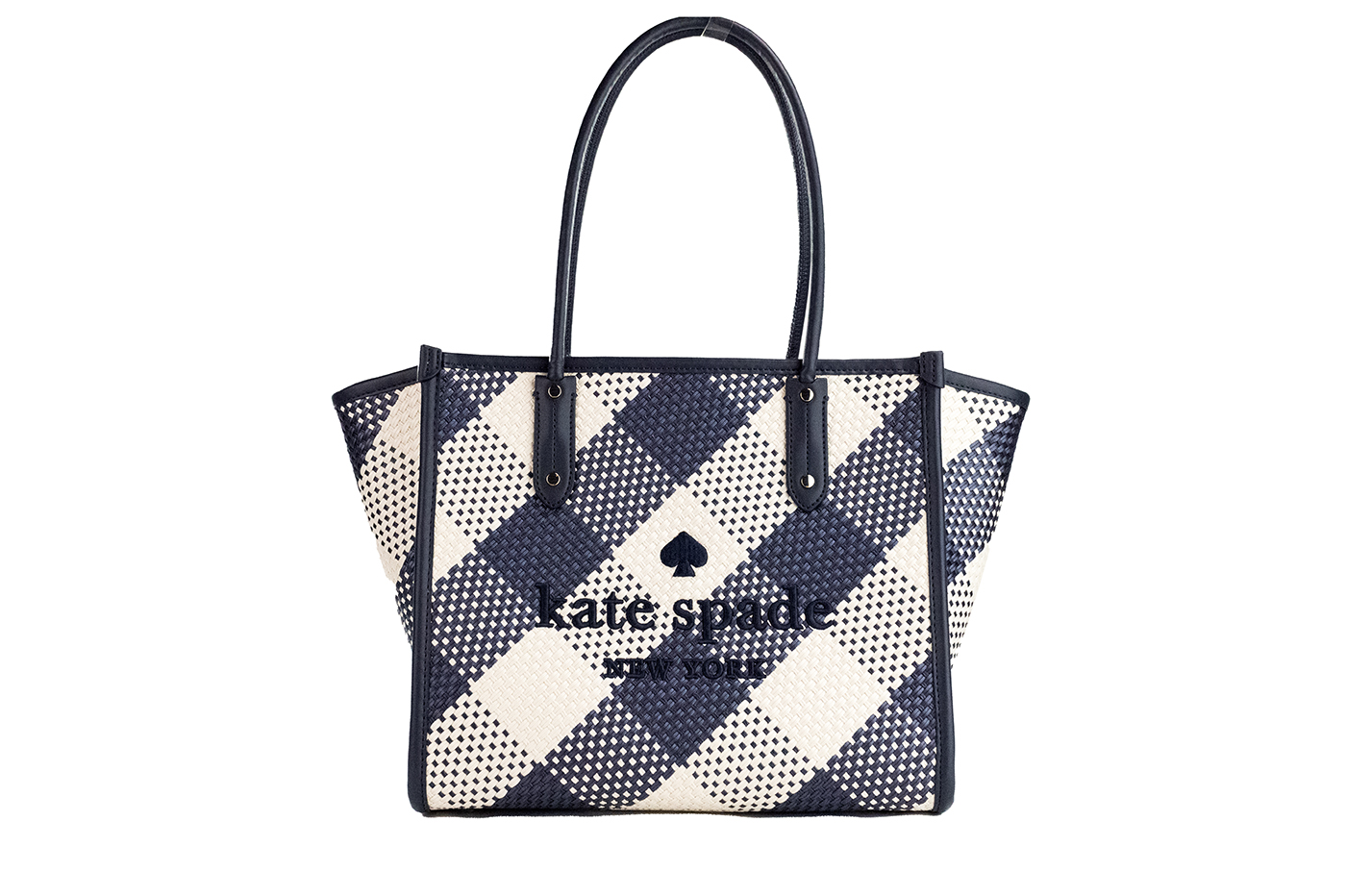 

Ella Gingham Blazer Blue Oversized Woven Shoulder Tote Bag Кошелек Kate Spade