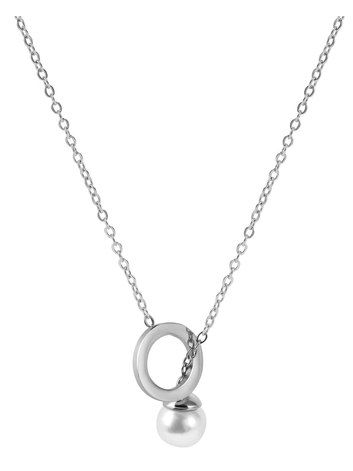 

Adeliás Женское колье из нержавеющей стали с жемчугом, 45 см, серебро