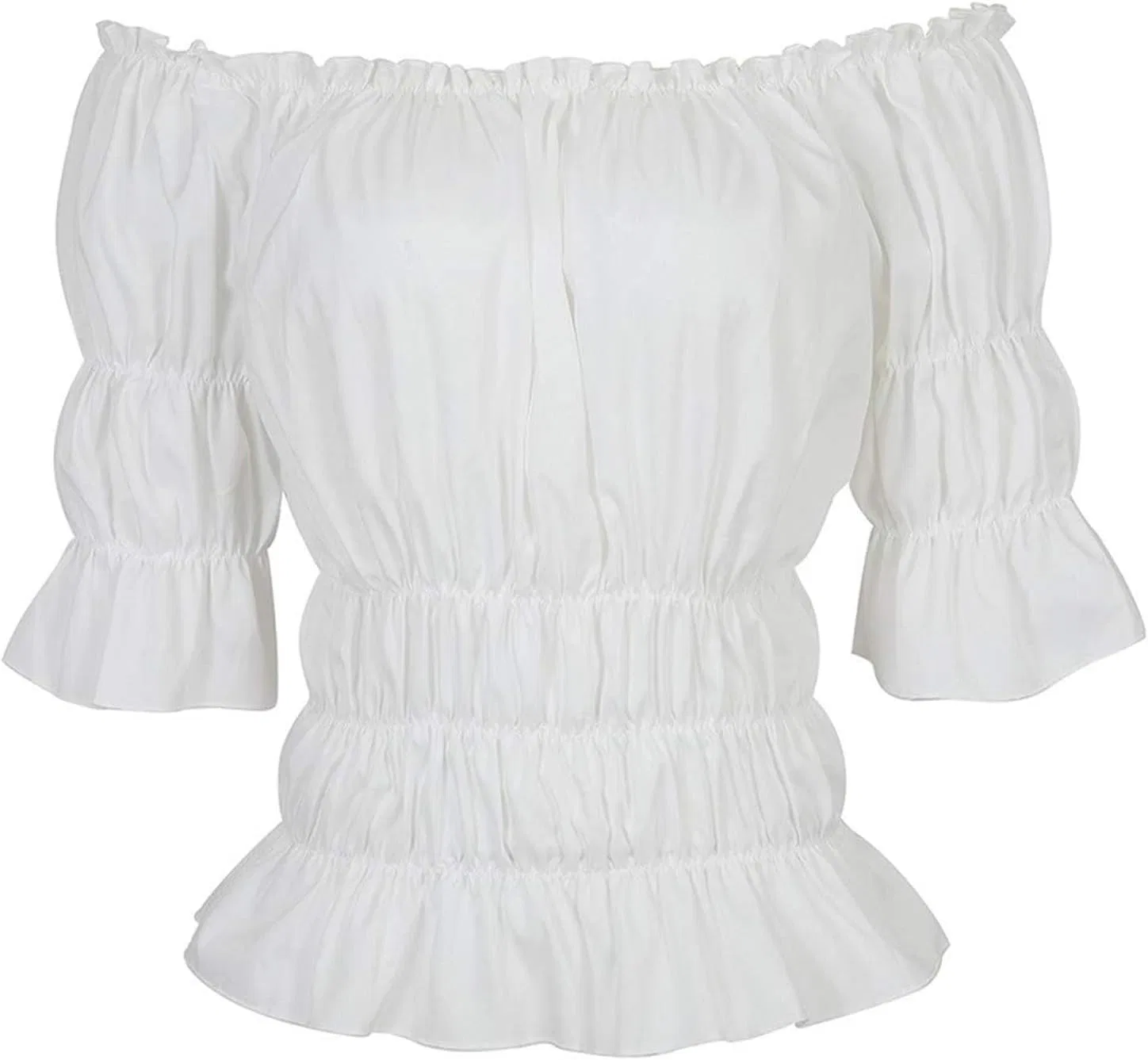 Блуза женская с коротким рукавом Off Shoulder, бренд, белый — фото 2