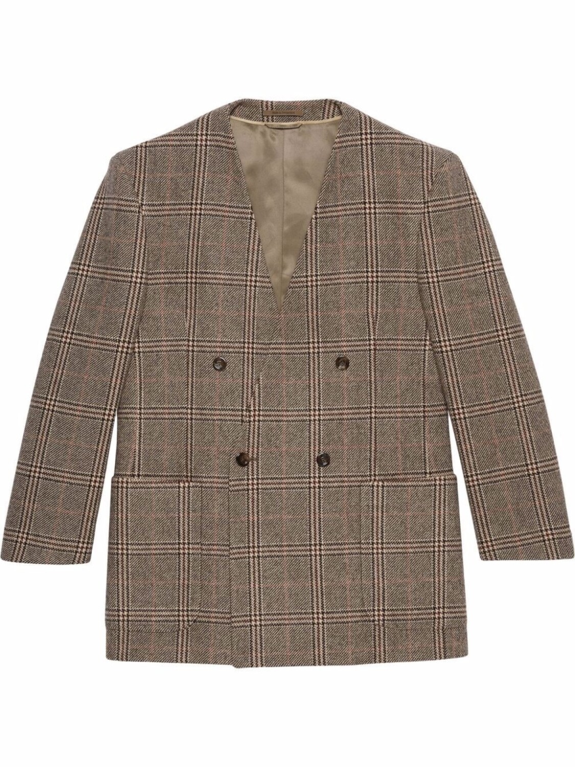 

Gucci двубортный пиджак в клетку Prince of Wales, коричневый