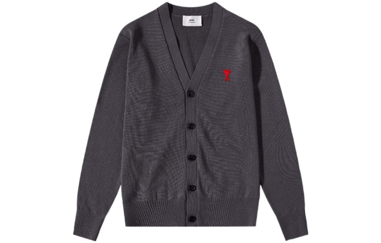 

Ami Paris Кардиган на пуговицах с вышитым логотипом Ami De Coeur AMIPARIS, Smoke Gray