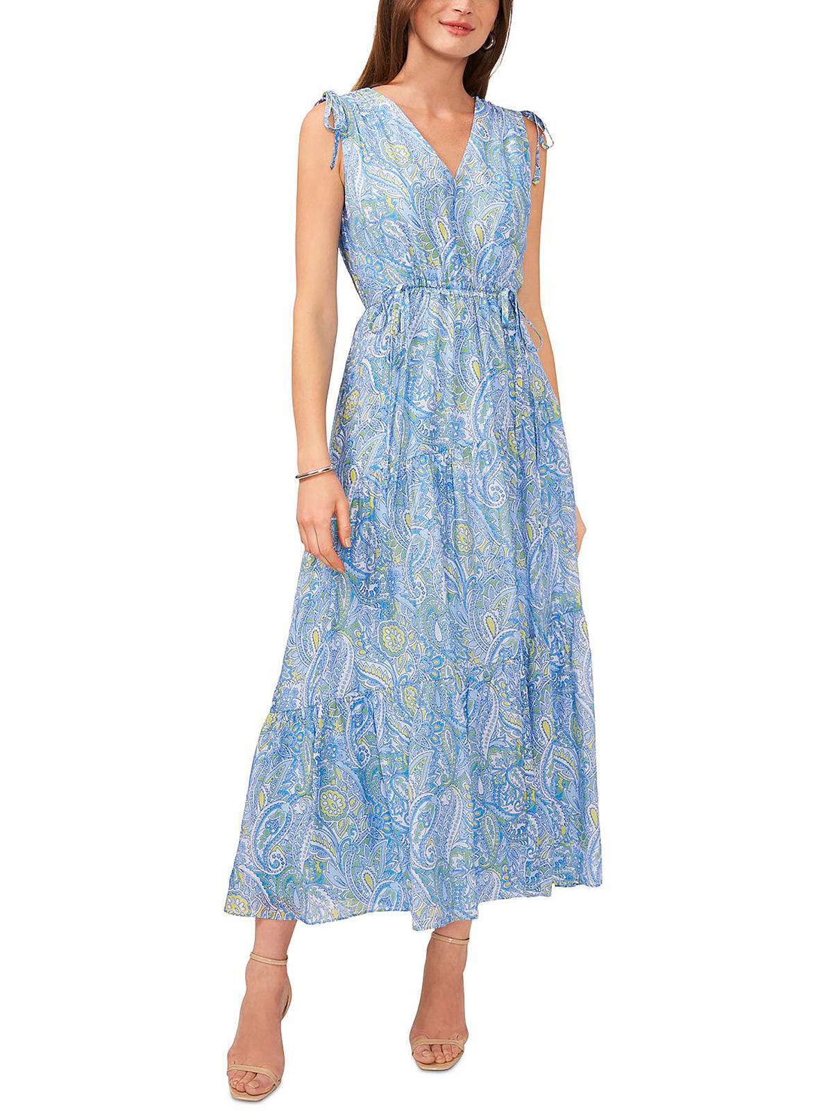 

Женское длинное платье макси с узором пейсли Vince Camuto, цвет airy blue