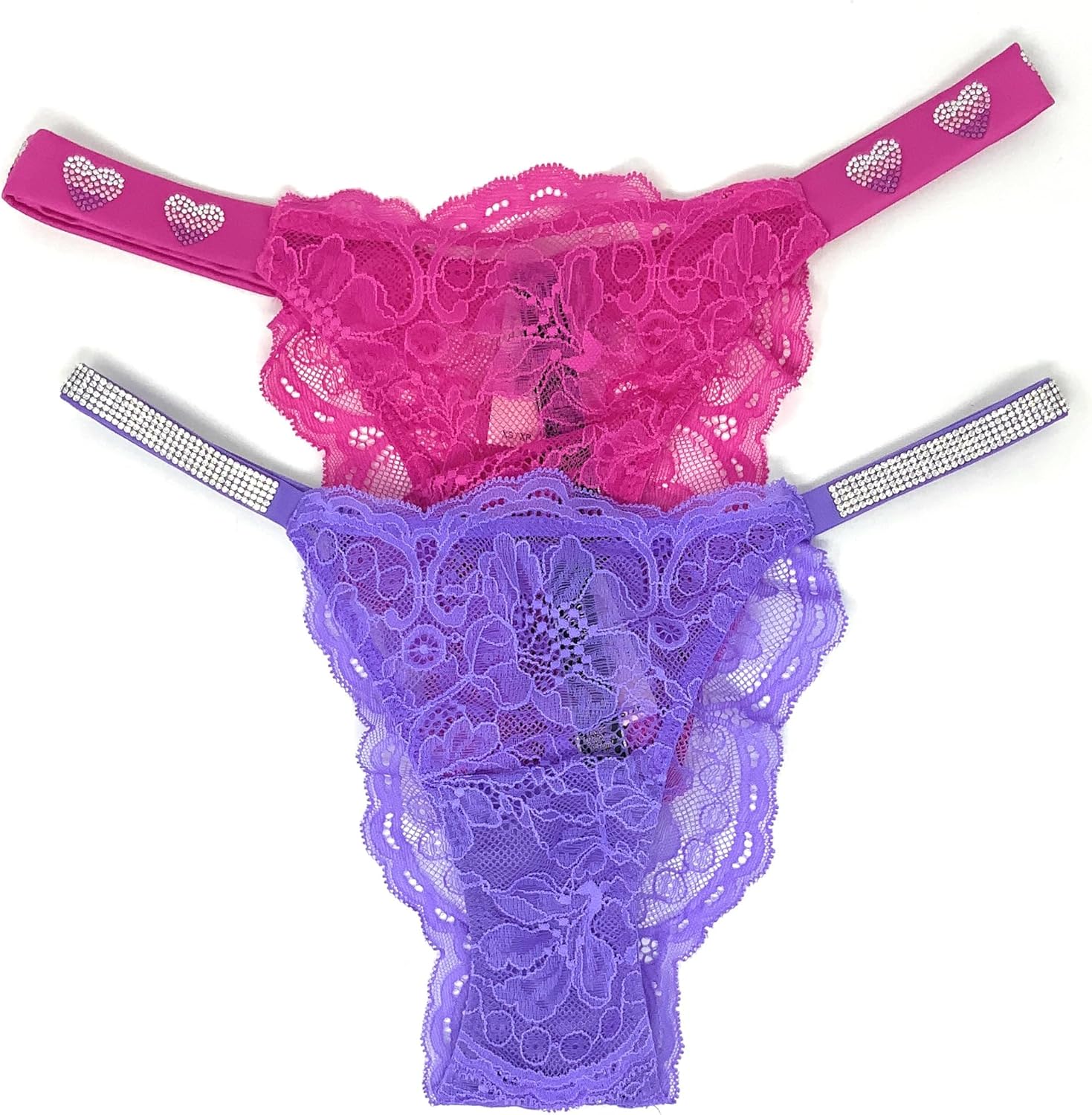 

Бразильские трусики Victoria's Secret, комплект из 2 шт., Pink/Hearts/Lace/Purple