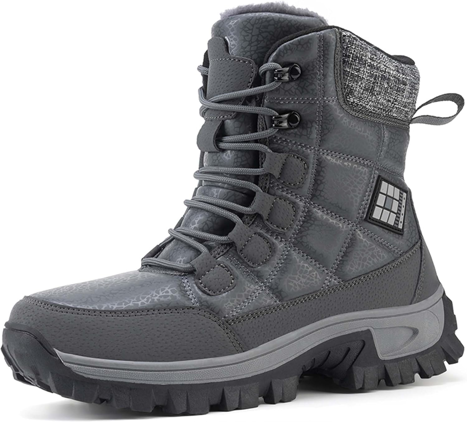 

Мужские и женские зимние утепленные ботинки для снега, походные ботинки с меховой подкладкой, высокие, морозоустойчивые, для туризма, кемпинга, зимних видов спорта, повседневной прогулки, хлопковые туфли Generic, серый