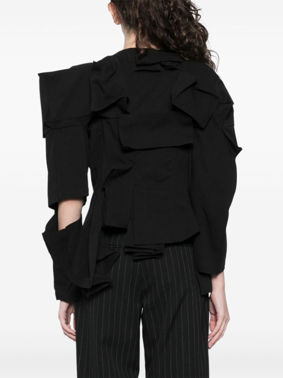 Твиловый жакет с драпировкой Yohji Yamamoto, черный — фото 4