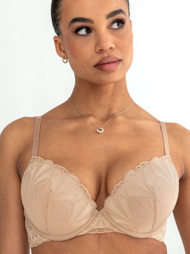 

New Romance пуш-ап бюстгальтер с поролоновыми чашками и глубоким вырезом Pour Moi, Almond