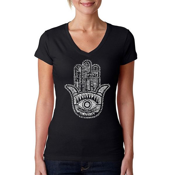 

Футболка с V-образным вырезом Hamsa с принтом La Pop Art