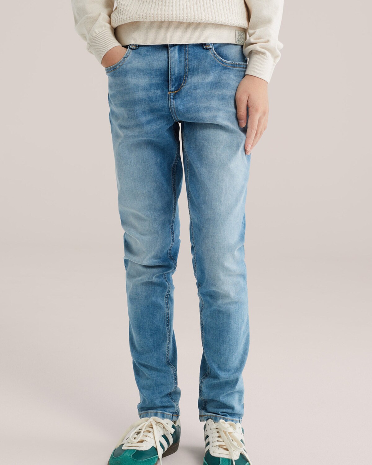 WE Fashion Джинсы синие slim fit — фото 3
