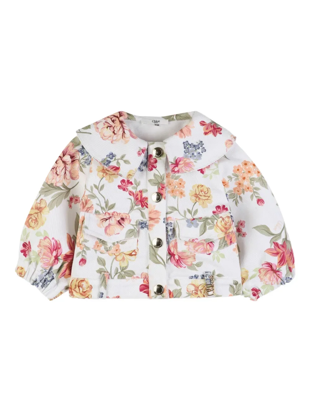 Куртка с цветочным принтом Chloé Kids, белый