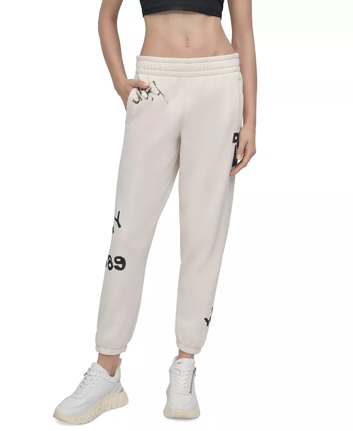 

Женские спортивные брюки из хлопковой смеси с логотипом Graffiti DKNY, коричневый/бежевый