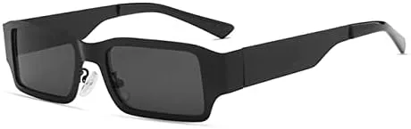 

Солнцезащитные очки в стиле стимпанк прямоугольной формы для женщин, ретро-панк, металлическая оправа, солнцезащитные очки UV400 для женщин MTZJH, Black Frame Black