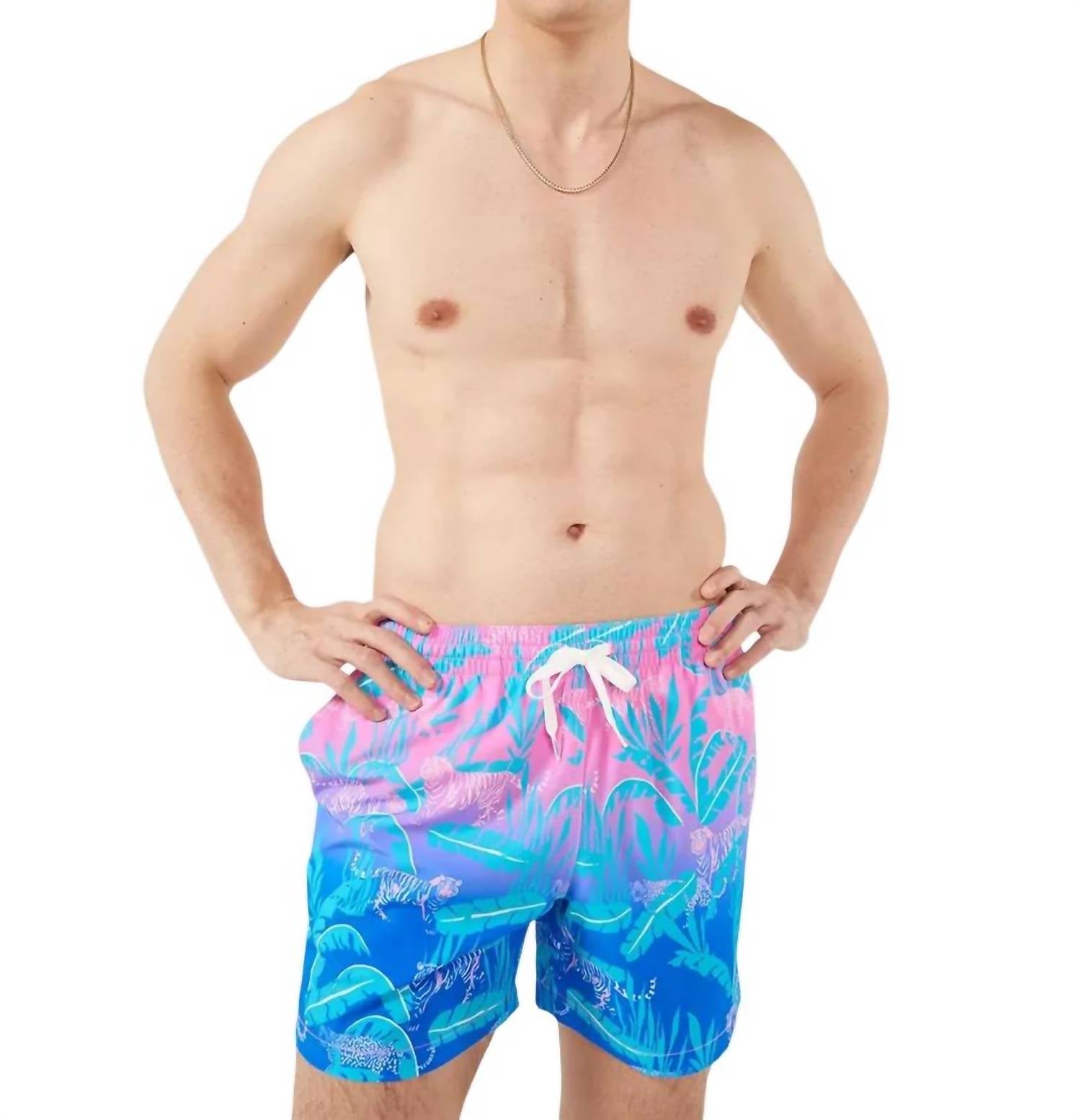 

Мужские шорты для плавания Chubbies, цвет pink/blue jungle