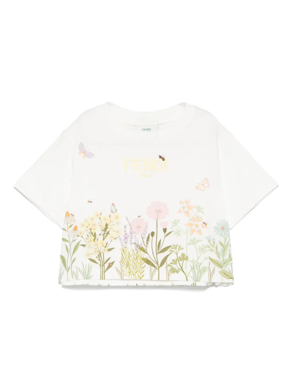 

Укороченная футболка FENDI KIDS, белый
