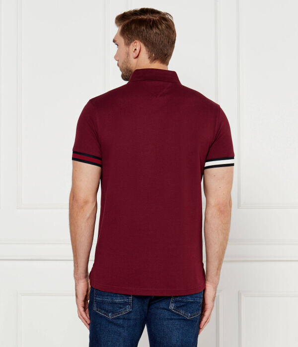 Футболка-поло Tommy Hilfiger Flag Slim Fit, бургундия — фото 3