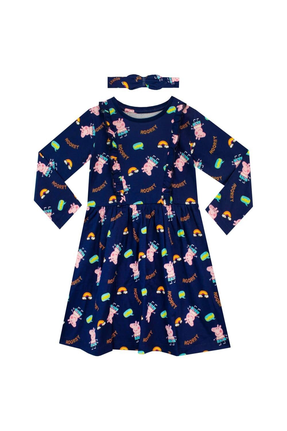 

Радужное платье и комплект с повязкой на голову Peppa Pig, синий