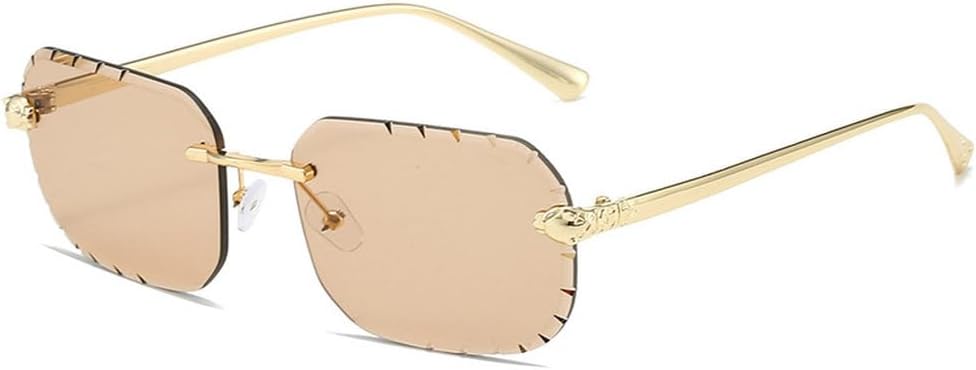 

Модные безрамочные металлические солнцезащитные очки для мужчин и женщин, прямоугольные солнцезащитные очки в стиле ретро, ​​очки для путешествий TKKTLLT, Gold Champagne