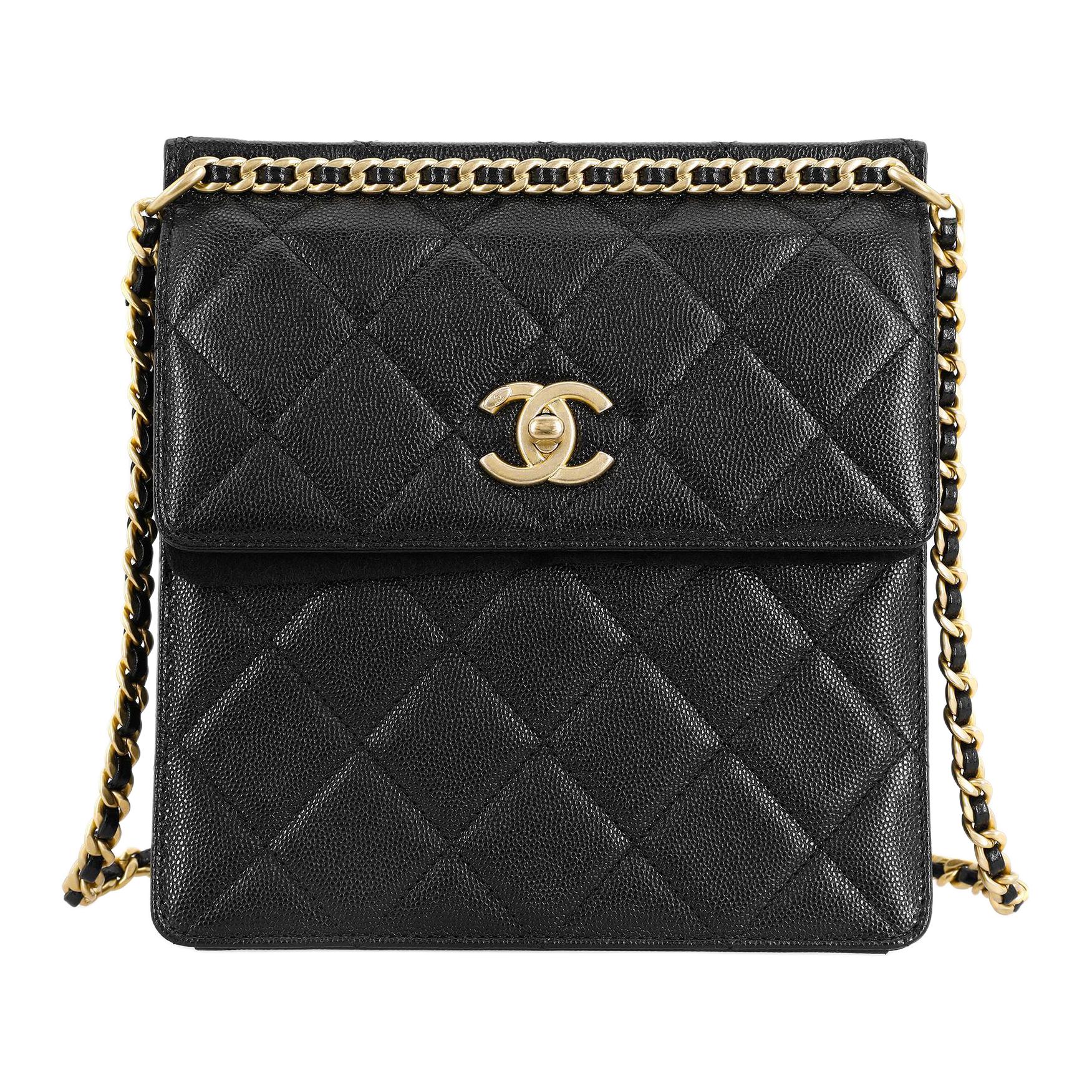 

CHANEL Женский рюкзак из тисненой телячьей кожи, черный