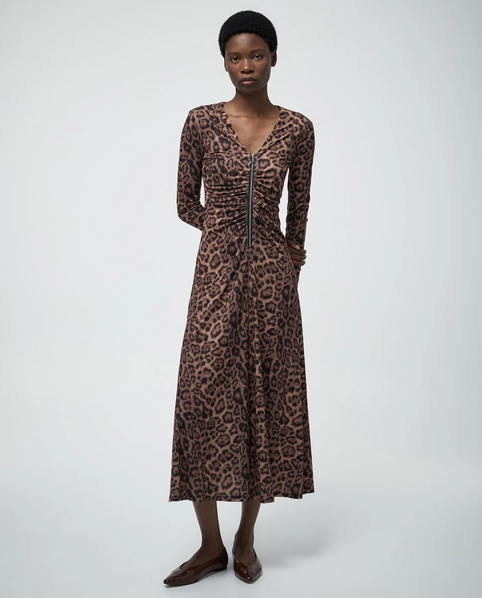 

Платье с молнией и принтом Sfera, коричневый