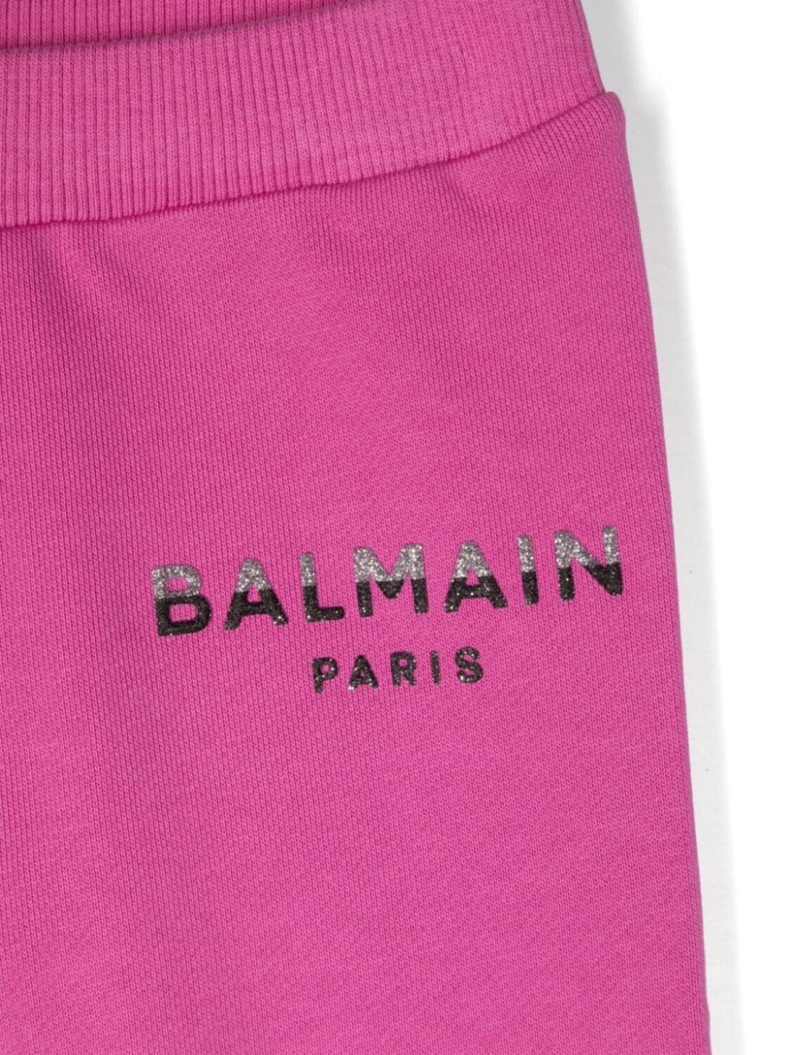 Balmain Kids хлопковые спортивные брюки с логотипом, розовый — фото 3