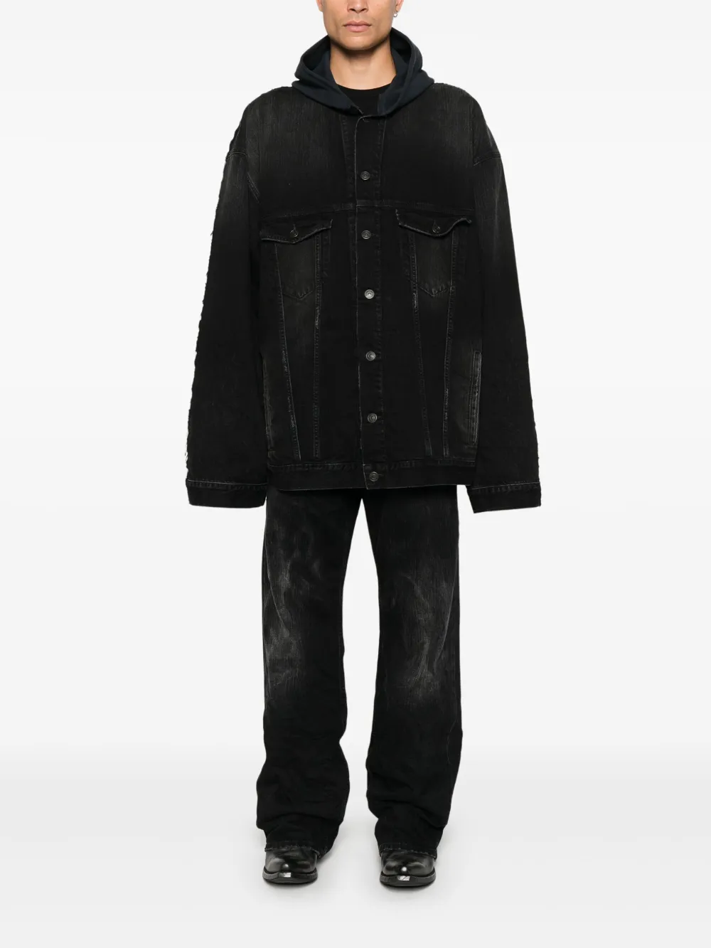 Куртка с капюшоном и вышитым логотипом Balenciaga, черный — фото 3
