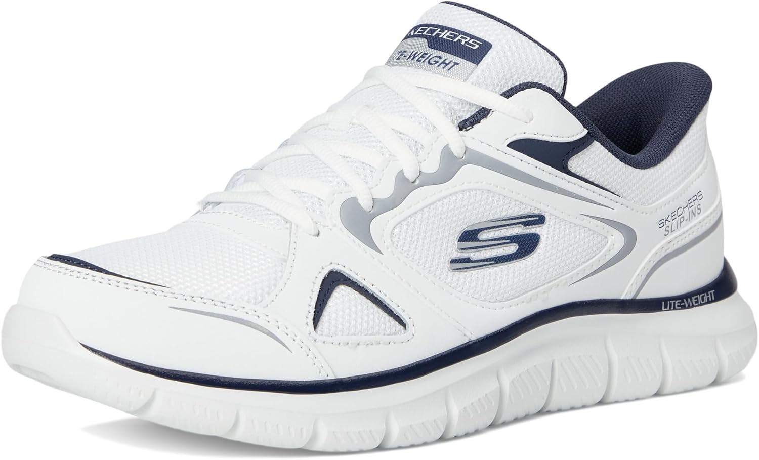 Мужские кроссовки Skechers Track Ezral без шнурков, белый/синий/темно-синий — фото 2
