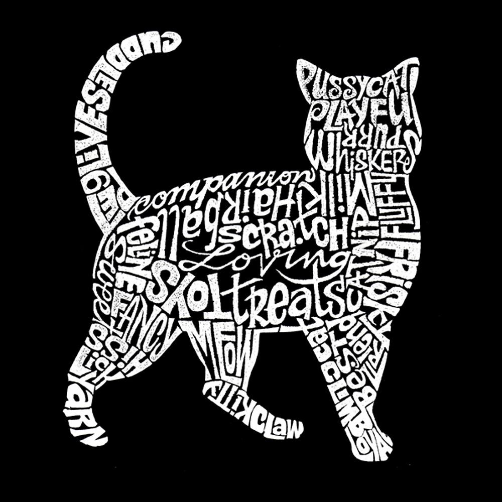 Cat — толстовка с круглым вырезом для мальчиков с принтом Word Art LA Pop Art, цвет Royal — фото 2