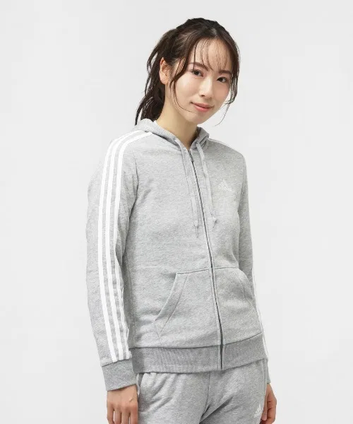Толстовка Adidas Essentials из французского махрового трикотажа с тремя полосками на молнии
