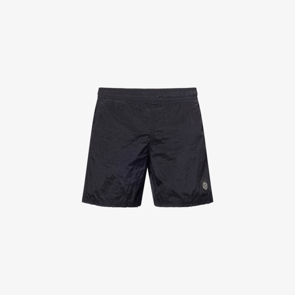 

Короткие шорты свободного кроя с эффектом "кринкл" Stone Island, черный
