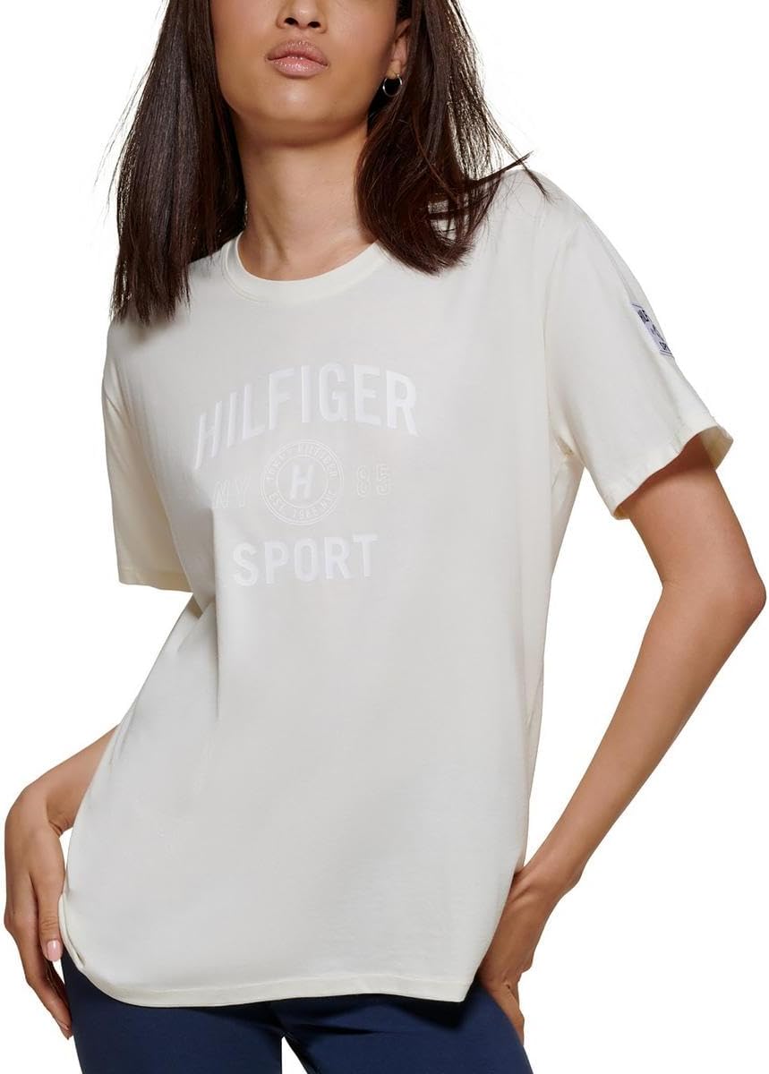 

Женская футболка бойфренда Active Varsity с графическим принтом Tommy Hilfiger, Eggshell